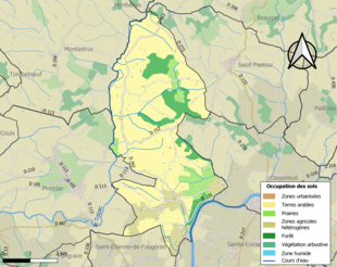 Barevná mapa znázorňující využití půdy.