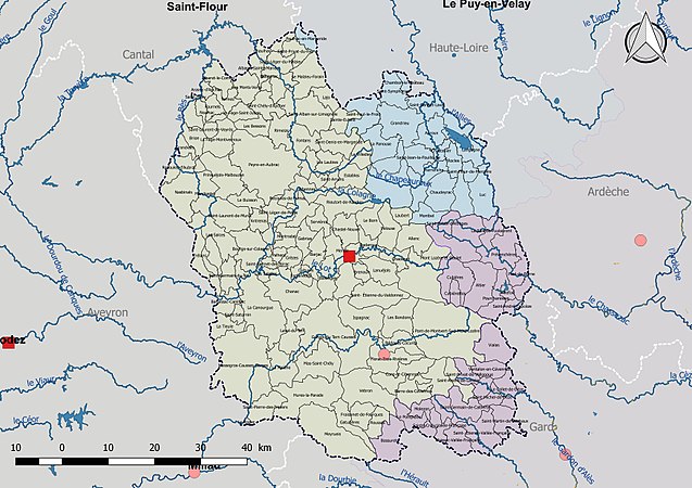 La Lozère est découpée en trois bassins DCE : Adour-Garonne, Loire-Bretagne et Rhône-Méditerranée.