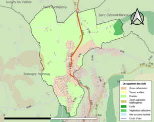 Barevná mapa znázorňující využití půdy.