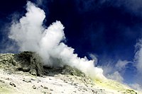 Sulfurous gasses issuing from a fumarole near the summit of Damavand, August 16, 2018