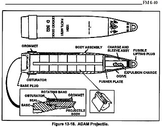 <span class="mw-page-title-main">Area denial artillery munition</span> US system for laying anti-personnel mines