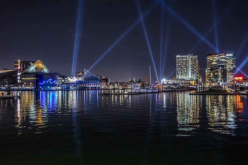 File:A view of the skyline during Light City 2018 in Baltimore.jpg