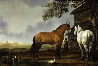 Landscape with figures and horses