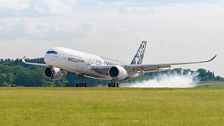 English: Airbus A350-941 (reg. F-WWCF, MSN 002) in Airbus promotional CFRP livery at ILA Berlin Air Show 2016.