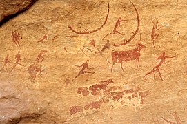 Art rupestre : Peinture rupestre du Tassili n'Ajjer, Sahara, Algérie