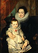Anthonis van Dyck - Portrait of Maria Clarisse, Wife of Jan van den Wouwer, with her child.jpg