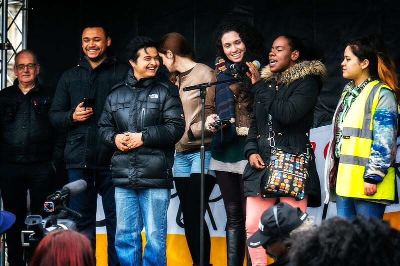 File:Anti-Racism Rally London 2015 - People talking.jpg