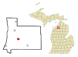 Location of Bellaire in Antrim County, Michigan