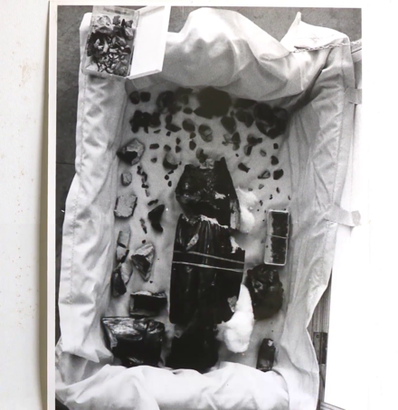 Pieces of the vandalized Marian image taken in 1978.