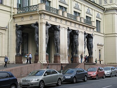 Neoclassical atlantes of the New Hermitage, Saint-Petersburg, Russia