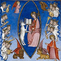 BL Royal MS 19 D III f. 596 - Apocalypse - Lamb takes book- crop.jpg
