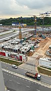 Bird's-eye view of a large construction site.