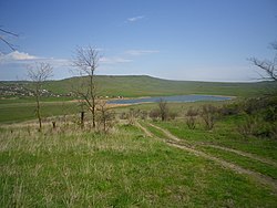 Пруд в балке Баксу у села Глазовка.