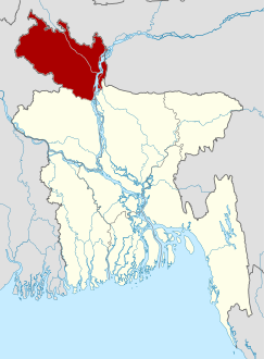Map of Rangpur Division in red
