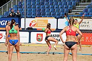 Deutsch: Beachhandball Europameisterschaften 2019 (Beach handball Euro); Tag 2: 3. Juli 2019 – Frauen, Vorrunde Gruppe D, Ukraine-Deutschland 2:0 (23:22, 32:24) English: Beach handball Euro; Day 2: 3 July 2019 – Women Preliminary Round Group D – Ukraine-Germany 2:0 (23:22, 32:24)