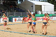 Deutsch: Beachhandball Europameisterschaften 2019 (Beach handball Euro); Tag 2: 3. Juli 2019 – Frauen, Vorrunde Gruppe D, Ukraine-Deutschland 2:0 (23:22, 32:24) English: Beach handball Euro; Day 2: 3 July 2019 – Women Preliminary Round Group D – Ukraine-Germany 2:0 (23:22, 32:24)