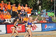 Deutsch: Beachhandball Europameisterschaften 2019 (Beach handball Euro); Tag 4: 5. Juli 2019 – Frauen, Viertelfinale, Niederlande-Griechenland 2:1 (25:12, 18:24, 7:6) English: Beach handball Euro; Day 4: 5 July 2019 – Quarter Final Women – Netherlands-Greece 2:1 (25:12, 18:24, 7:6)