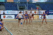 Deutsch: Beachhandball Europameisterschaften 2019 (Beach handball Euro); Tag 5: 6. Juli 2019 – Frauen, Halbfinale, Ungarn-Niederlande 2:0 (19:16, 15:12) English: Beach handball Euro; Day 5: 6 July 2019 – Semifinal Women – Hungary-Netherlands 2:0 (19:16, 15:12)