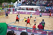 Deutsch: Beachhandball bei den Olympischen Jugendspielen 2018; Tag 5, 10. November 2018; Jungen, Hauptrunde - Thailand-Argentinien 2:1 English: Beach handball at the 2018 Summer Youth Olympics at 11 October 2018 – Boys Main Round – Thailand-Argentina 2:1