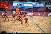 Deutsch: Beachhandball bei den Olympischen Jugendspielen 2018; Tag 5, 10. November 2018; Mädchen, Hauptrunde - Chinese Taipei (Taiwan)-Niederlande 1:2 English: Beach handball at the 2018 Summer Youth Olympics at 11 October 2018 – Girls Main Round – Chinese Taipei (Taiwan)-Netherlands 1:2