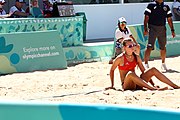 Deutsch: Beachvolleyball bei den Olympischen Jugendspielen 2018; Tag 9, 15. Oktober 2018; Mädchen, Viertelfinale: USA-Spanien 2–1 (21–19/17–21/15–9) English: Beach volleyball at the 2018 Summer Youth Olympics at 15 October 2018 – Girls Quarterfinals: USA-Spain 2–1 (21–19/17–21/15–9)