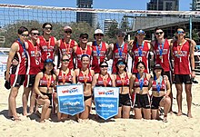 Griffith University's Beach Volleyball Team at the UniSport Nationals 2023 held on the Gold Coast, Queensland. Beachvolleyballnationals2023.jpg