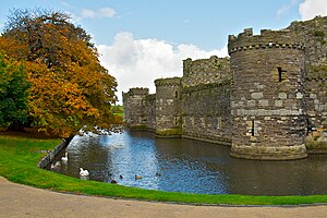 חפיר בטירת בומריס, השוכנת במחוז גווינד שבוויילס. טירה זו נבנתה על ידי המלך אדוארד הראשון, כחלק מההכנות לפלישה ולכיבוש צפון ויילס.