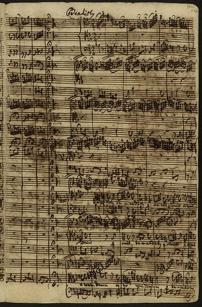 Autograph score of the Benedictus, aria for tenor and obbligato flute