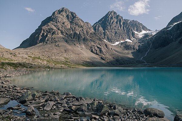 Lake Blåvatnet in Lyngen Alps