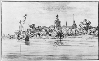 Bokhoven in 1676, showing the main tower of the castle Bokhoven in 1676 RCE260162.png