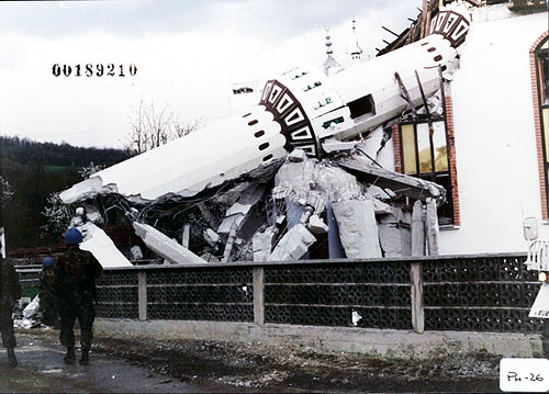 A mosque demolished by the Croatian Defence Council in Ahmići, April 1993