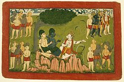 Brooklyn Museum - Rama and Lakshmana Confer with Sugriva about the Search for Sita Page from a Dispersed Ramayana Series.jpg