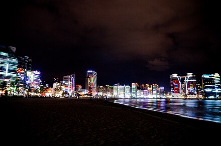 Gwangalli beach at night