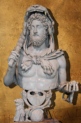 Commodus dressed as Hercules, c. 191 CE, in the late imperial "baroque" style