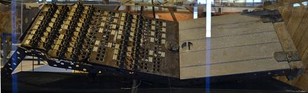 A Transaereo engine control panel, on display at the Caproni Museum.  Switches and lights communicated orders from pilots to flight engineers.