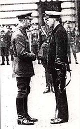 Ronald Stuart receiving his VC from King George V outside Buckingham Palace CharingRNStuartVC-2.jpg