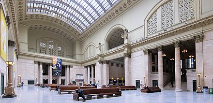 Chicago's Union Station, departing point for many of Amtrak's long-distance train lines, and yet another station from the golden age of railroads