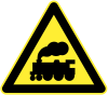 Locomotive railroad crossing ahead (without safety barriers)