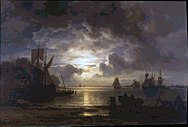 Luna elevándose sobre el río Elbe (probablemente 1864)