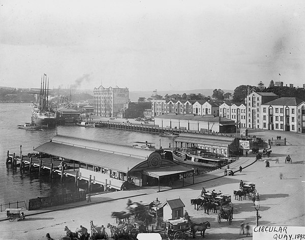 East Circular Quay in 1892, showing the "wool stores".