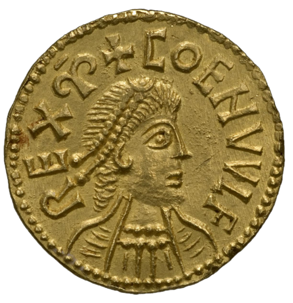 File:Coenwulf, King of Mercia, gold mancus; struck 796–821 AD (obverse).png