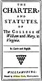College of William & Mary charter and statutes 1736