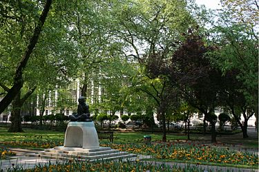 Tavistock Square in springtime, Connaught Hall just visible in the background Connaught-Hall-16.jpg