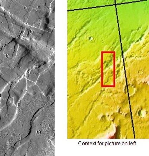 Forces from different directions caused this complex of grabens to form. Picture taken by THEMIS.