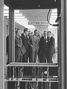 Prince Bernhard of Lippe-Biesterfeld opened Electrologica in Rijswijk. In the foreground a part of the X8. (1964) De opening van Electrologica te Rijswijk(1964).jpg