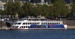 The Drachenfels shortly before the departure to Bad Hönningen at the pier in Cologne