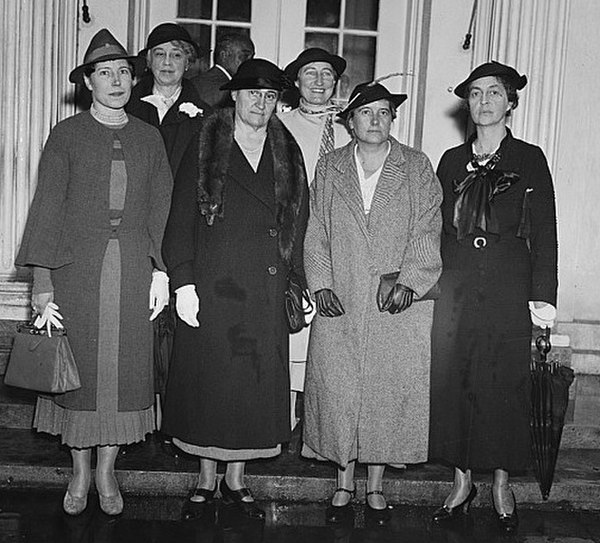 "Peace issues discussed with president, Washington, D.C. Sept. 30, 1936. Delegation from the Women's International League for Peace and Freedom leavin
