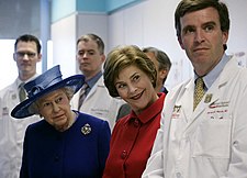 Queen Elizabeth II and Laura Bush at the Children's National Medical Center in 2007 Elizabeth II and Laura Bush.jpg