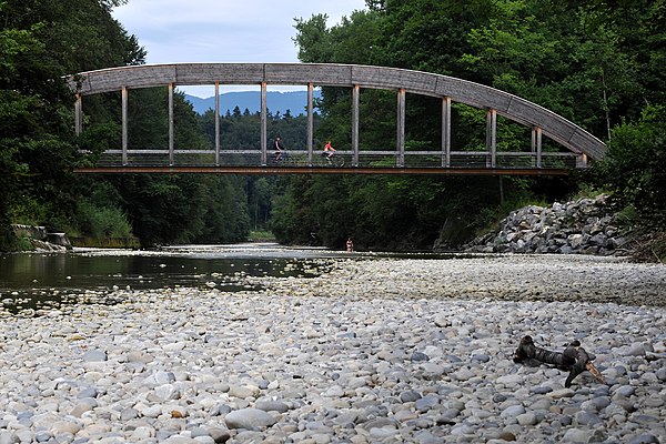 The Emmensteg, the longest wooden bridge crossing river Emme, between Utzenstorf and Bätterkinden