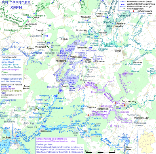 The lakes, the municipality of Feldberger Seenlandschaft is named after Feldberger Seen + Abflusswege.png